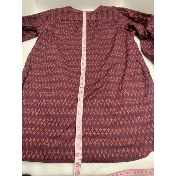 Duluth Trading Co Womens L Blouse 4 Pockets 3/4 Slv Maroon Rust Full Button EUC - Picture 9 of 14